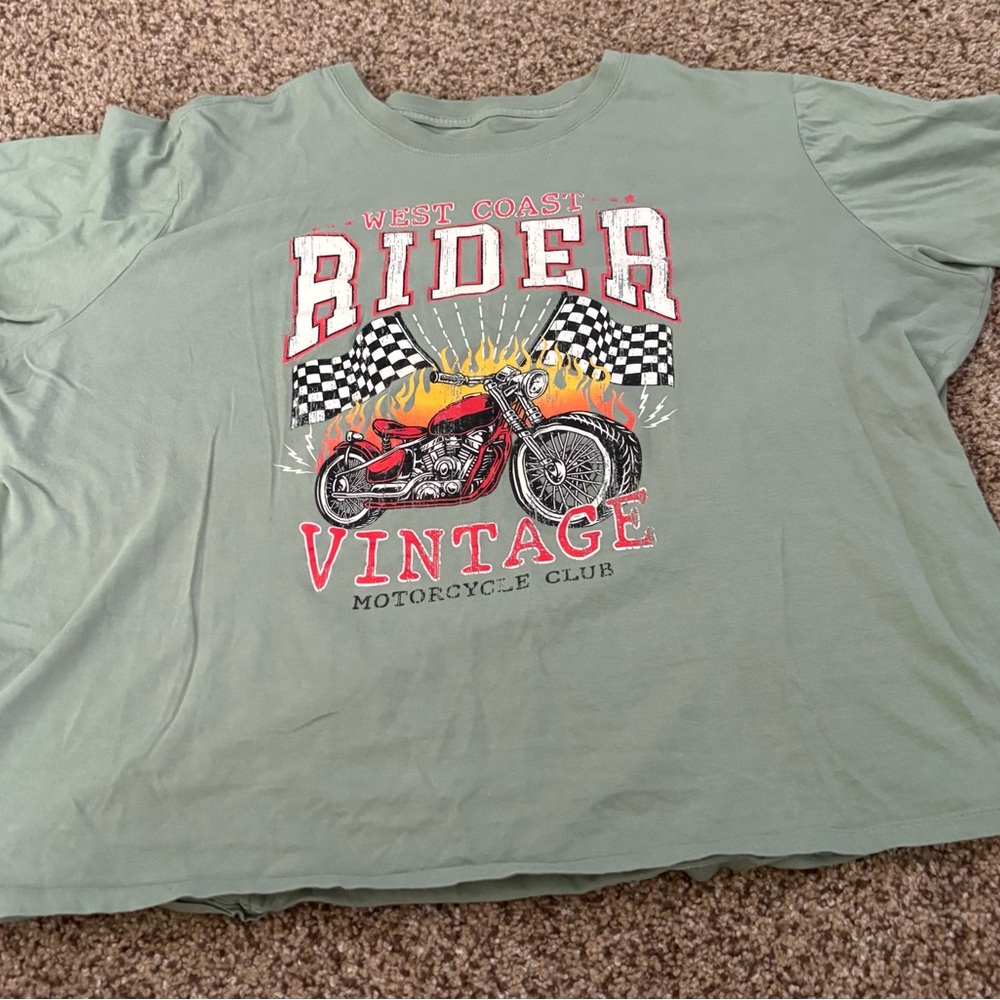 Vintage Motorcycle Club Graphic crop T-Shirt - Green size XL
